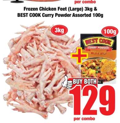 Frozen Chicken Feet (Large) 3kg & BEST COOK Curry Powder Assorted 100g
