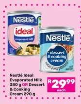 Nestlé Ideal Evaporated Milk 380 g OR Dessert & Cooking Cream 290 g