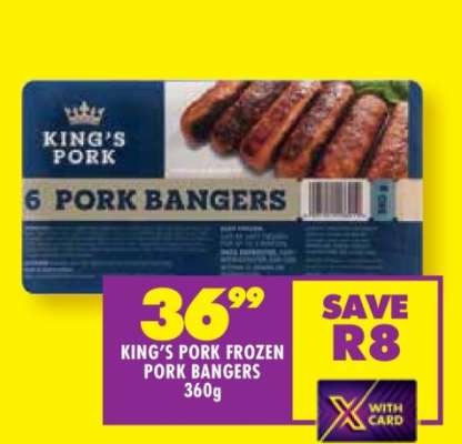 KING’S PORK FROZEN PORK BANGERS 360g