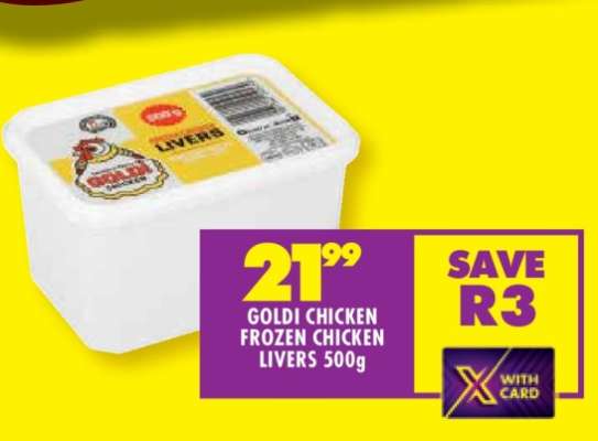 GOLDI CHICKEN FROZEN CHICKEN LIVERS 500g