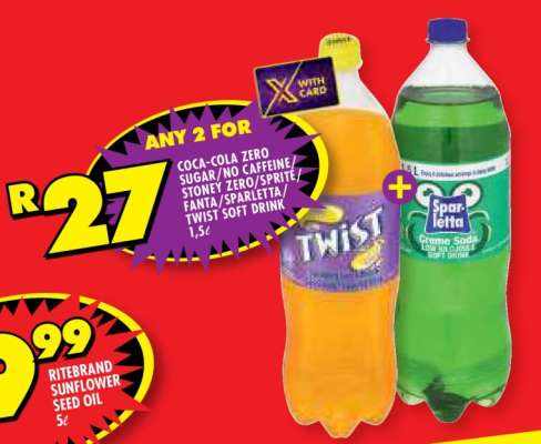 COCA-COLA ZERO SUGAR/NO CAFFEINE/STONEY ZERO/SPRITE/FANTA/SPARLETTA/TWIST SOFT DRINK