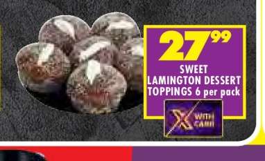 SWEET LAMINGTON DESSERT TOPPINGS 6 per pack