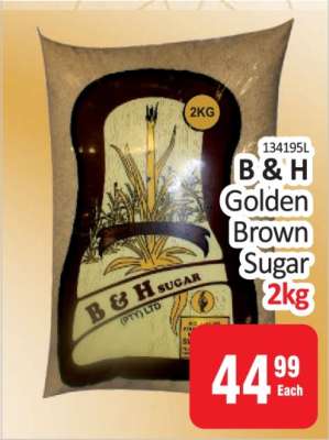 B & H Golden Brown Sugar 2kg