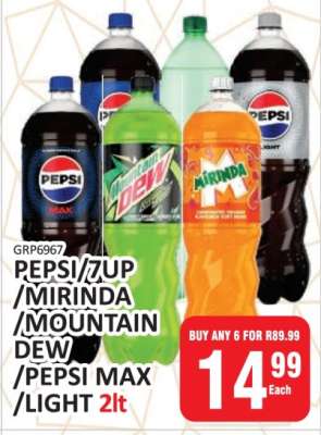 Pepsi/7UP/Mirinda/Mountain Dew/Pepsi Max/Light 2lt