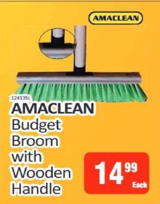 AMACLEAN Budget Broom with Wooden Handle