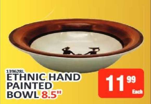 ETHNIC HAND Painted Bowl 8.5"