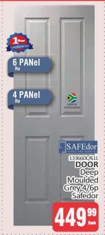 DOOR Deep Moulded Grey 4/6p Safedor