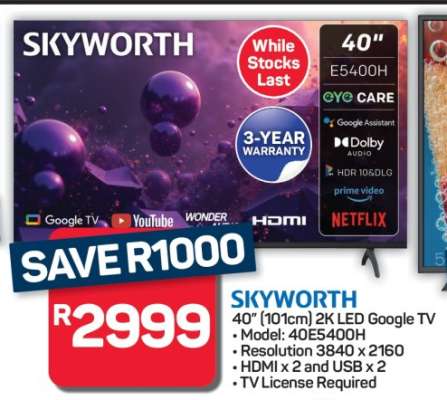 SKYWORTH 40" 2K LED Google TV