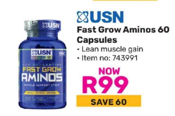 USN Fast Grow Aminos 60 Capsules