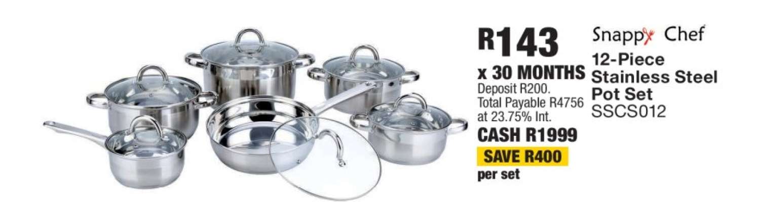 Snappy Chef 12-Piece Stainless Steel Pot Set