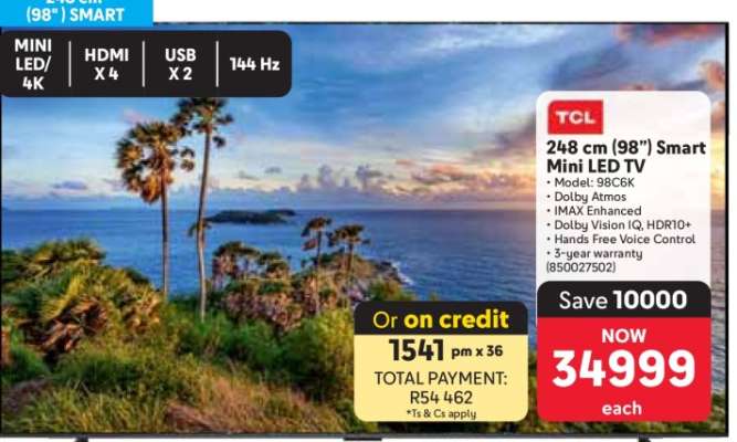 TCL 248 cm (98”) Smart Mini LED TV