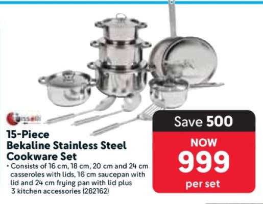 15-Piece Bekaline Stainless Steel Cookware Set