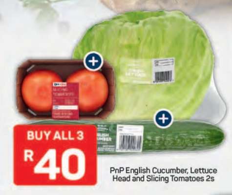 PnP English Cucumber, Lettuce Head and Slicing Tomatoes 2s