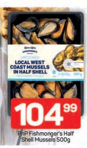 PnP Fishmonger's Half Shell Mussels 500g