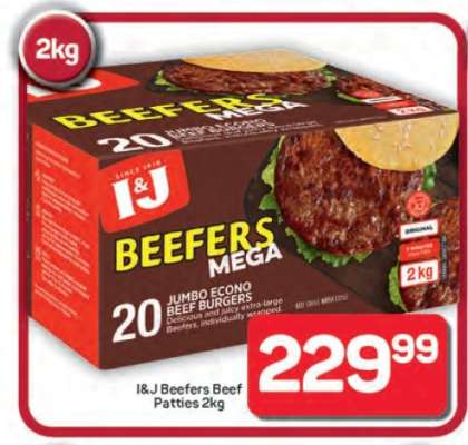 I&J Beefers Beef Patties 2kg