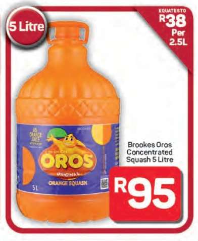 Brookes Oros Concentrated Squash 5 Litre