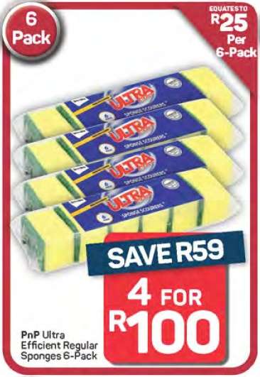 PnP Ultra Efficient Regular Sponges 6-Pack
