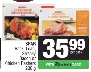 SPAR Back, Lean, Streaky Bacon or Chicken Rashers
