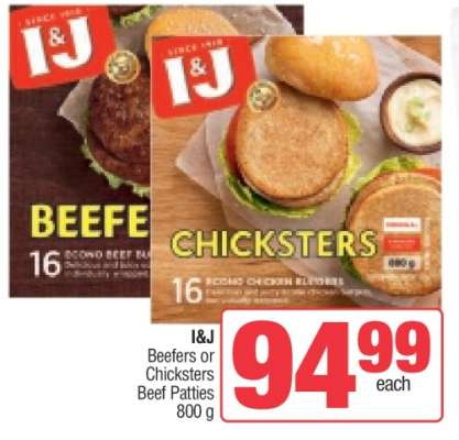 I&J Beefers or Chicksters Beef Patties
