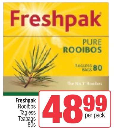 Freshpak Rooibos Tagless Teabags 80s