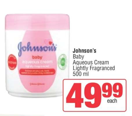 Johnson's Baby Aqueous Cream Lightly Fragranced 500 ml