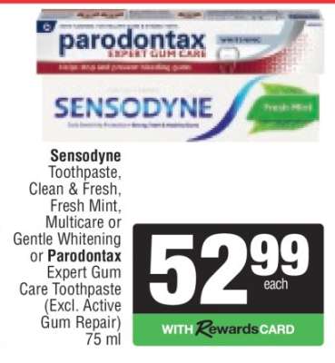 Sensodyne or Parodontax Toothpaste