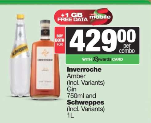 Inverroche Amber Gin and Schweppes