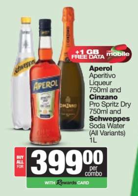 Aperol, Cinzano, Schweppes Combo