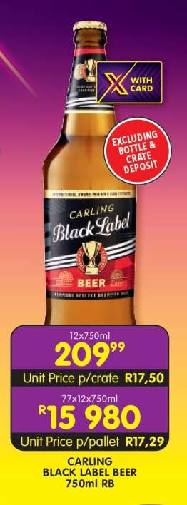 CARLING BLACK LABEL BEER 750ml RB
