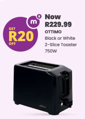OTTIMO Black or White 2-Slice Toaster 750W
