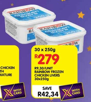 RAINBOW FROZEN CHICKEN LIVERS 30x250g
