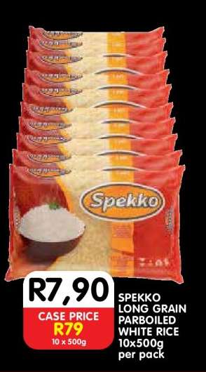 SPEKKO LONG GRAIN PARBOILED WHITE RICE 10x500g