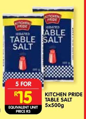 KITCHEN PRIDE TABLE SALT 5x500g