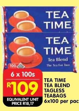 TEA TIME TEA BLEND TAGLESS TEABAGS