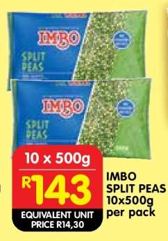 IMBO SPLIT PEAS 10x500g per pack