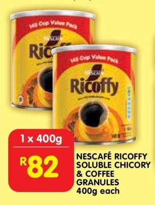 NESCAFÉ RICOFFY SOLUBLE CHICORY & COFFEE GRANULES 400g each