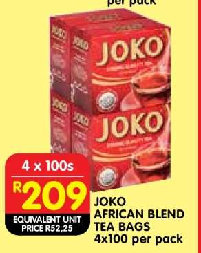 JOKO AFRICAN BLEND TEA BAGS 4x100 per pack