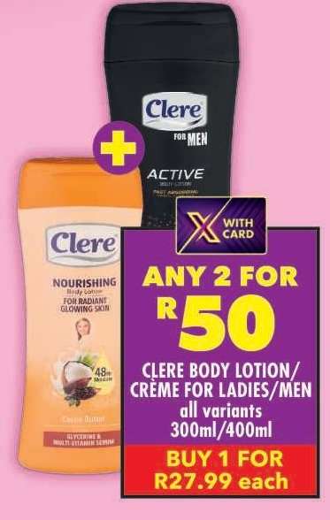 CLERE BODY LOTION/CREME FOR LADIES/MEN