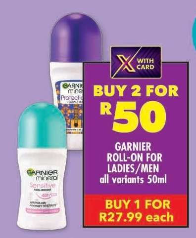 GARNIER ROLL-ON FOR LADIES/MEN all variants 50ml