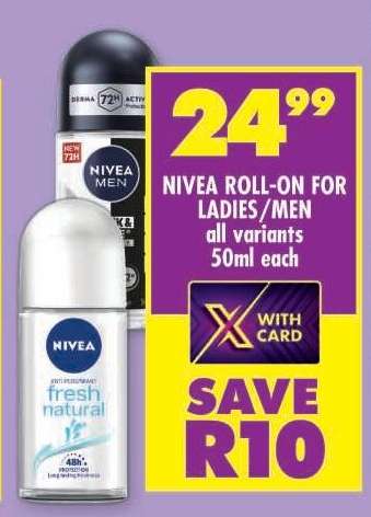 NIVEA ROLL-ON FOR LADIES/MEN