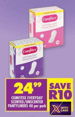 COMFITEX EVERYDAY SCENTED/UNSCENTED PANTYLINERS 40 per pack