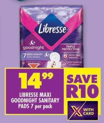 LIBRESSE MAXI GOODNIGHT SANITARY PADS 7 per pack