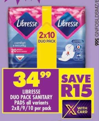 Libresse Duo Pack Sanitary Pads All Variants