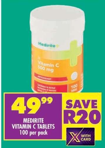 MEDIRITE VITAMIN C TABLETS 100 per pack