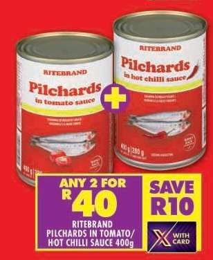 Ritebrand Pilchards in Tomato/Hot Chilli Sauce 400g