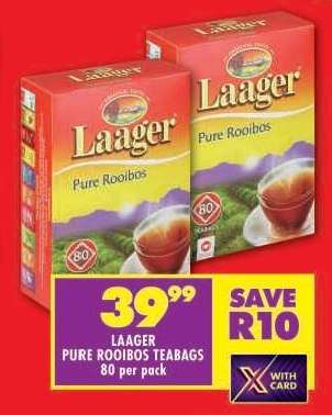 LAAGER PURE ROOIBOS TEABAGS 80 per pack