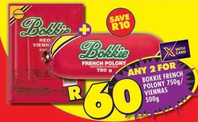Bokkie French Polony 750g/Viennas 500g