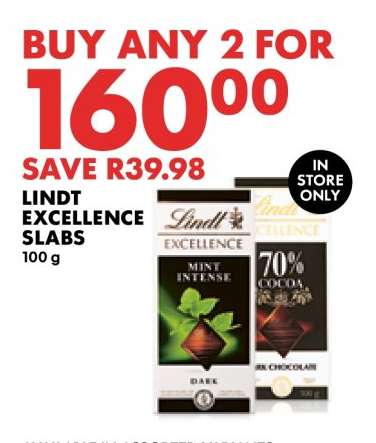 Lindt Excellence Slabs