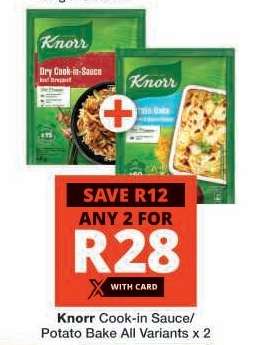 Knorr Cook-in Sauce/Potato Bake All Variants x 2