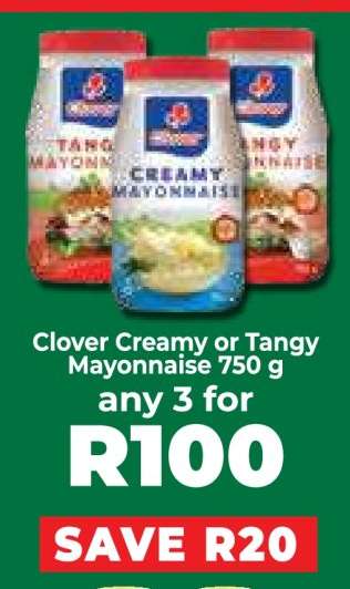 Clover Creamy or Tangy Mayonnaise 750 g